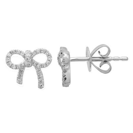 14K Gold Medium Diamond Bow Studs