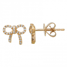Load image into Gallery viewer, 14K Gold Diamond Bow Studs

