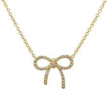 Load image into Gallery viewer, 14K Gold Diamond Bow Necklace
