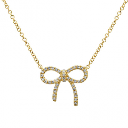 14K Gold Diamond Bow Necklace