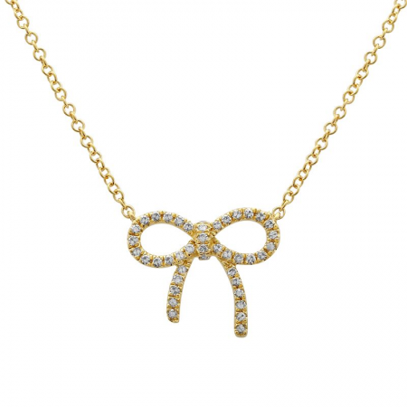 14k Gold Diamond Bow Necklace