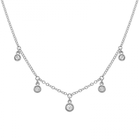 14K White Gold Diamond Bezel Necklace