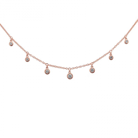 14K Gold Diamond Bezel Charm Necklace