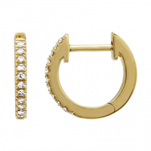 Load image into Gallery viewer, 14K Gold Diamond 10mm Huggie
