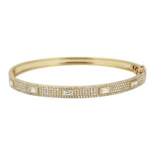 Load image into Gallery viewer, 14k Gold Diamond Baguette Bangle
