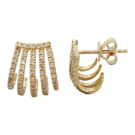 14K Yellow Gold Diamond Cage Earrings
