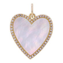 Load image into Gallery viewer, 14K Yellow Gold Diamond Mother of Pearl Large Heart Charm
