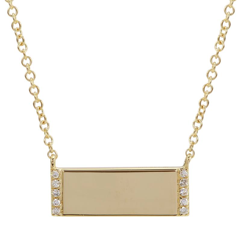 14K Yellow Gold and Diamond Bar Necklace