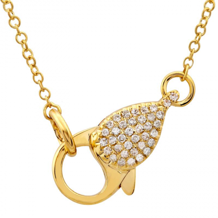 14K Yellow Gold Diamond Lobster Clasp Necklace