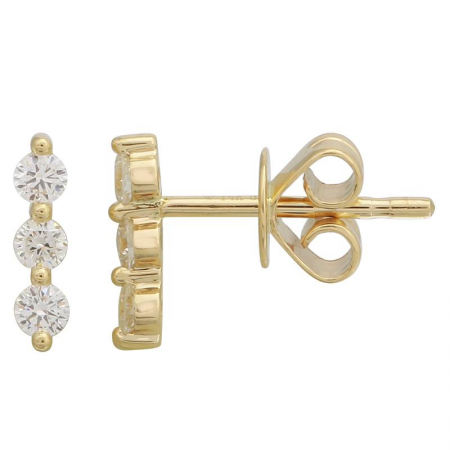 14K Yellow Gold Diamond Bar Stud (sold as single)