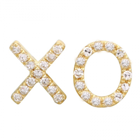 14k Yellow Gold Xo Diamond Stud Earrings