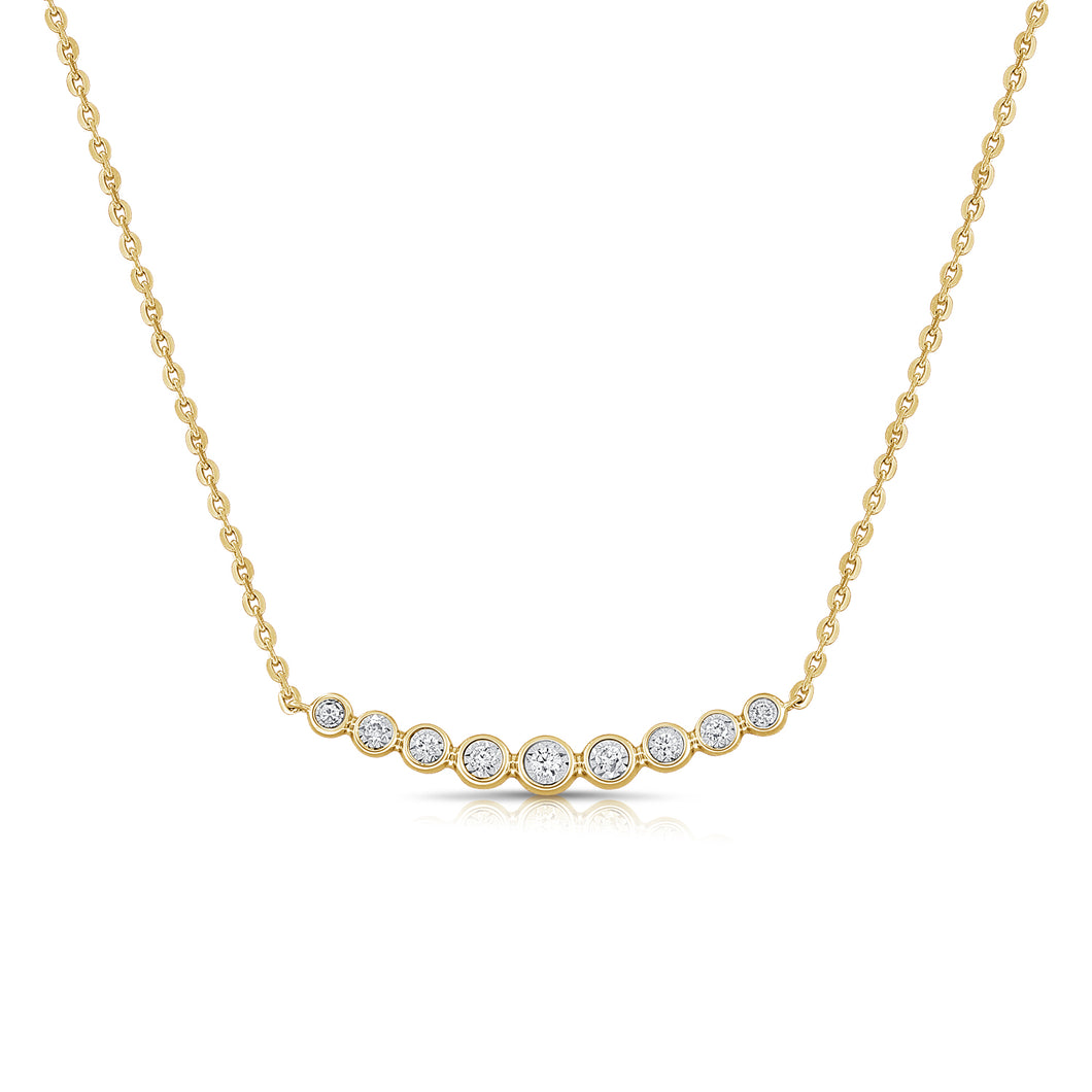 14K Gold Curved Bezel Diamond Bar