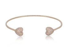 Load image into Gallery viewer, 14K Gold and Diamond Hearts Open Bangle
