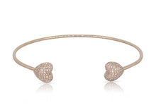 Load image into Gallery viewer, 14K Gold Diamond Hearts Open Bangle
