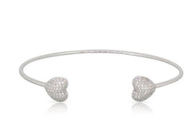 Load image into Gallery viewer, 14K Gold Diamond Hearts Open Bangle
