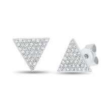 Load image into Gallery viewer, 14K Gold and Diamond Medium Triangle Stud Earrings
