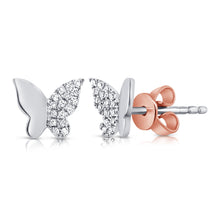 Load image into Gallery viewer, 14K Gold Half Diamond Butterfly Studs
