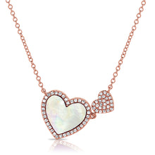 Load image into Gallery viewer, 14K Gold Mother of Pearl Large Double Heart Necklace
