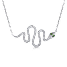 Load image into Gallery viewer, 14K White Gold Large Snake with Sapphire Necklace
