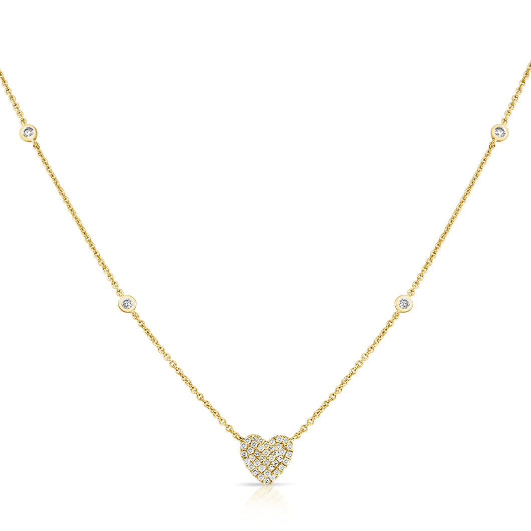 14K Small Gold Heart with Diamond by the Yard Chain
