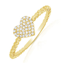 Load image into Gallery viewer, 14K Yellow Gold Beaded Band Diamond Heart Ring
