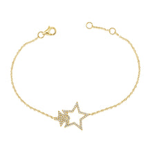 Load image into Gallery viewer, 14K Gold Diamond Double Star Bracelet
