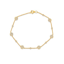 Load image into Gallery viewer, 14K Gold Diamond Bezel and Pave Circle Bracelet

