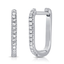 Load image into Gallery viewer, 14K Gold Diamond Rectangular Huggie Earrings
