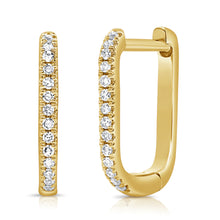 Load image into Gallery viewer, 14K Gold Diamond Rectangular Huggie Earrings
