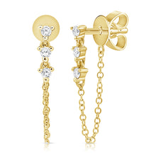 Load image into Gallery viewer, 14k Gold Triple Diamond Chain Earrings
