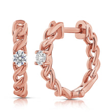 Load image into Gallery viewer, 14k Gold Link and Diamond Huggie Earrings
