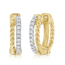 Load image into Gallery viewer, 14K Yellow Gold Diamond Rope Huggies
