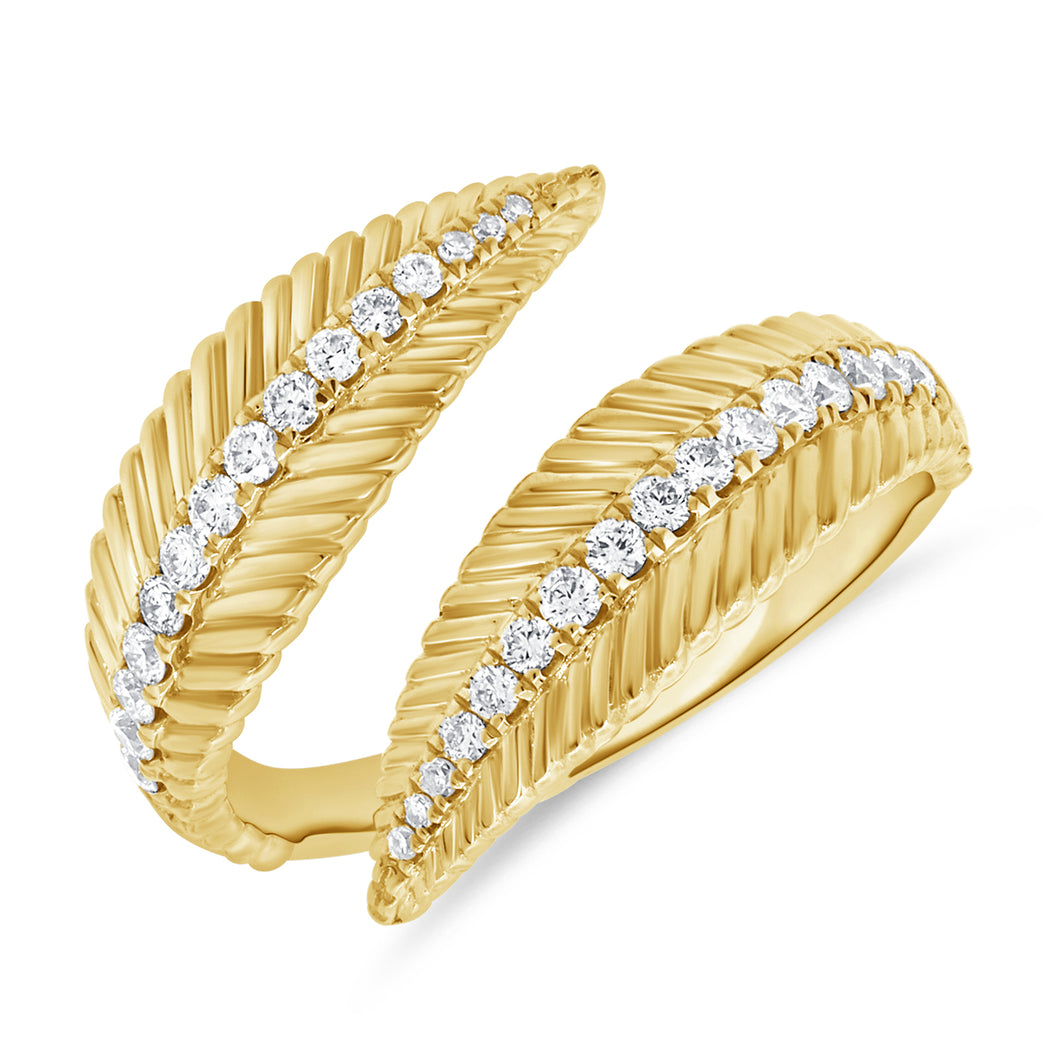 14K Gold Diamond Leaf Ring