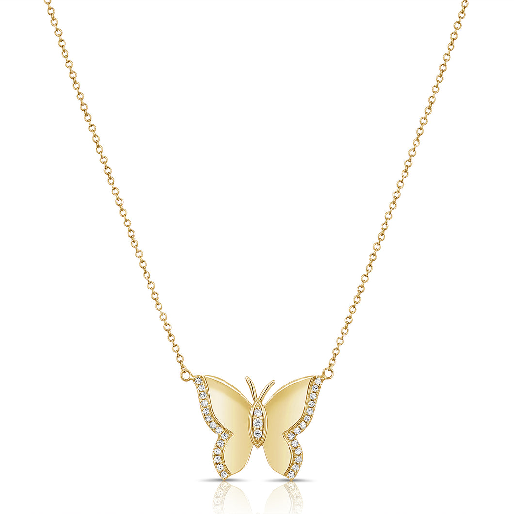 14K Gold and Diamond Butterfly Necklace