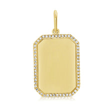 Load image into Gallery viewer, 14K Gold and Diamond Rectangle Engrave ID Charm

