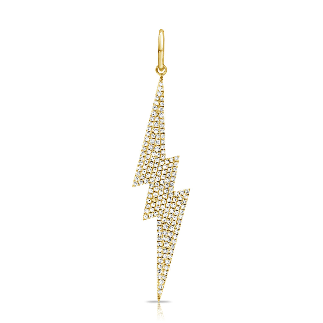 14K Gold Diamond Large Lightning Bolt Charm