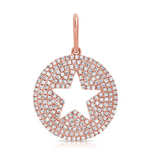 Load image into Gallery viewer, 14K Gold Diamond Circle with Star Cut-out Charm
