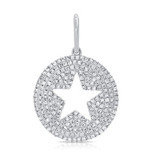 Load image into Gallery viewer, 14K Gold Diamond Circle with Star Cut-out Charm
