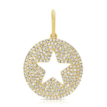 Load image into Gallery viewer, 14K Gold Diamond Circle with Star Cut-out Charm
