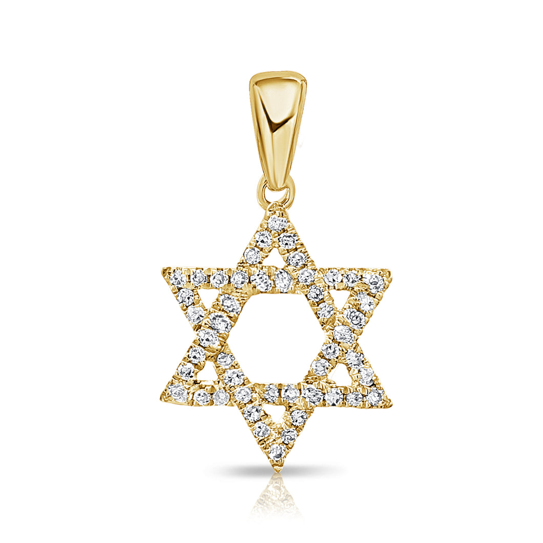 14K Yellow Gold Diamond Small Star of David Charm