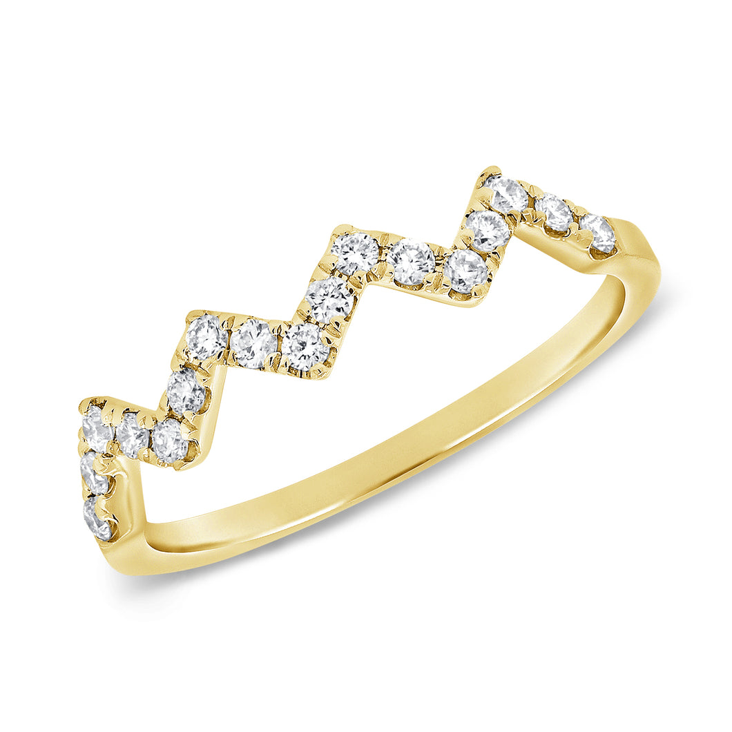 14K Gold Zig Zag Pinky Ring