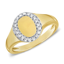 Load image into Gallery viewer, 14K Yellow Gold Diamond Signet Pinky Ring
