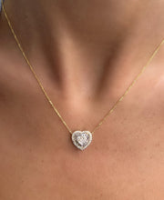 Load image into Gallery viewer, 14K Gold Baguette Diamond Heart Pendant Necklace
