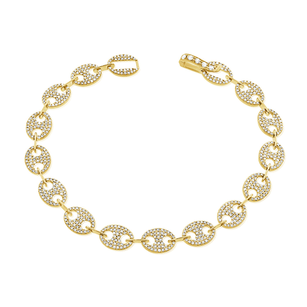 14K Gold Link Diamond Bracelet