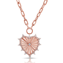 Load image into Gallery viewer, 14K Gold Diamond Spike Heart Paperclip Chain Necklace
