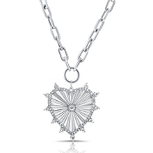 Load image into Gallery viewer, 14K Gold Diamond Spike Heart Paperclip Chain Necklace
