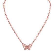 Load image into Gallery viewer, 14K Gold Diamond Butterfly Necklace with Paperclip Chain

