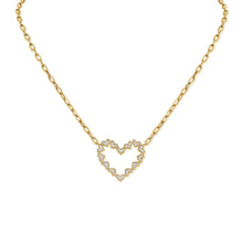 Load image into Gallery viewer, 14K Gold Large Diamond Heart and Paperclip Chain Necklace
