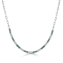 Load image into Gallery viewer, 14K Gold Diamond and Emerald Curve Necklace
