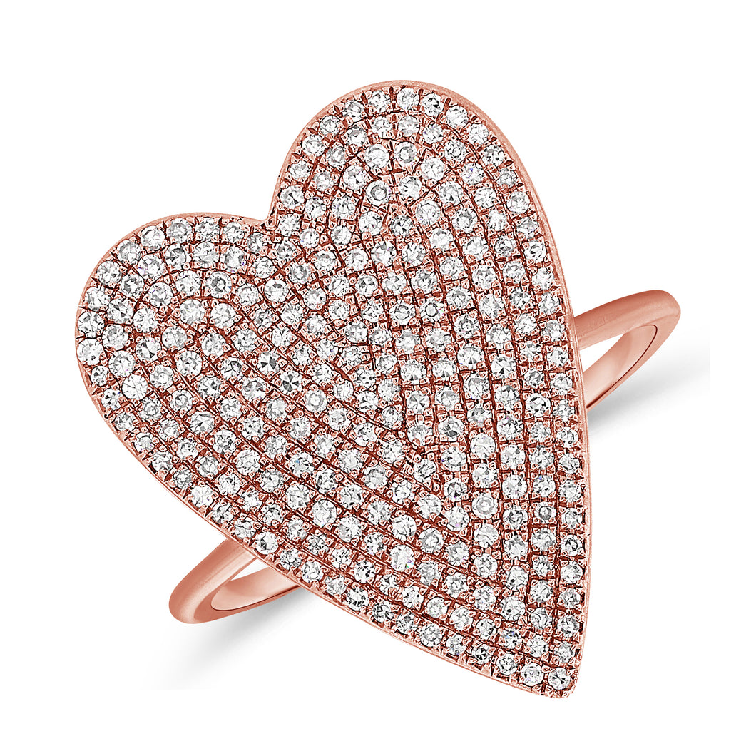 14K Gold Diamond Large Heart Ring